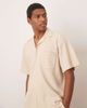 Selected Selected camp collar waffle shirt in cream - part of a set-White - 1