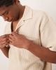 Selected Selected camp collar waffle shirt in cream - part of a set-White - 3