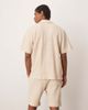Selected Selected camp collar waffle shirt in cream - part of a set-White - 4