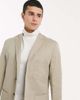 Selected Selected cotton blend slim fit patch pocket suit jacket in stone-Neutral - 3