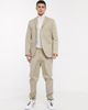 Selected Selected cotton blend slim fit patch pocket suit jacket in stone-Neutral - 4