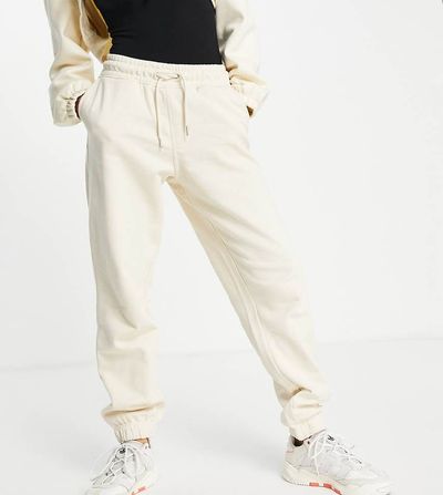 Selected Selected Exclusive cotton sweatpants in sand - part of a set-Neutral