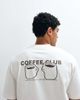 Selected Selected heavyweight boxy fit T-shirt with brown coffee club backprint in cream-White - 1