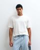 Selected Selected heavyweight boxy fit T-shirt with brown coffee club backprint in cream-White - 4