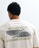 Selected Selected heavyweight boxy fit T-shirt with green tennis club backprint in cream-White - 4