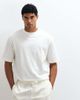 Selected Selected heavyweight relaxed fit T-shirt with green abstract flower backprint in cream-Navy - 2