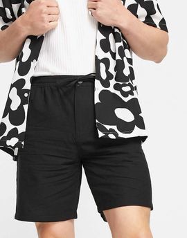 Selected Selected Homme linen mix shorts in black