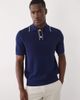 Selected Selected knit polo with contrast collar in dark blue - 3