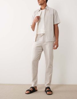 Selected Selected linen blend drawstring pants in cream-White
