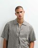 Selected Selected linen blend short sleeve shirt in brown plaid - 1