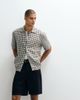 Selected Selected linen blend short sleeve shirt in brown plaid - 2