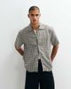 Selected Selected linen blend short sleeve shirt in brown plaid - 4