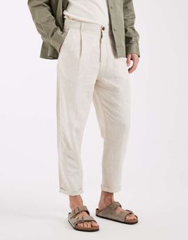 Selected Selected linen blend tapered pants in beige-Neutral