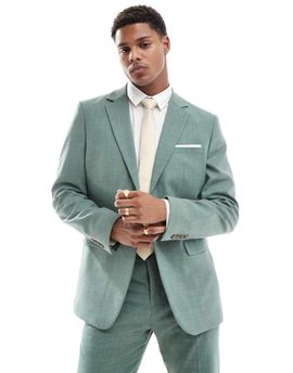 Selected Selected linen mix slim fit suit jacket in green