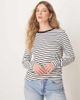 Selected Selected long sleeve boxy t-shirt in black and white stripes-Multi - 1