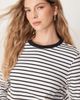 Selected Selected long sleeve boxy t-shirt in black and white stripes-Multi - 2