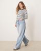 Selected Selected long sleeve boxy t-shirt in black and white stripes-Multi - 4