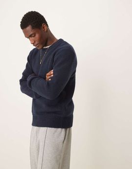 Selected Selected oversized crew neck knit sweater in navy