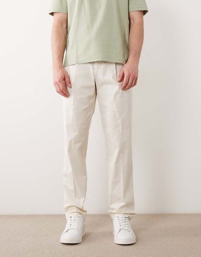 Selected Selected pleated pants in cream-White
