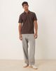 Selected Selected plisse half zip polo in brown - 2