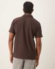 Selected Selected plisse half zip polo in brown - 3