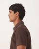 Selected Selected plisse half zip polo in brown - 4