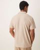 Selected Selected plisse half zip polo in tan-Neutral - 3