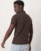 Selected Selected polo shirt with half zip in brown - 3