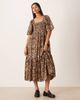 Selected Selected puff sleeve dress in leopard print-Black - 1
