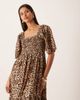 Selected Selected puff sleeve dress in leopard print-Black - 2