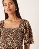 Selected Selected puff sleeve dress in leopard print-Black - 4