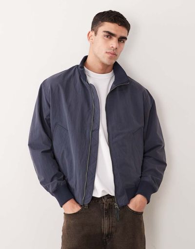 Selected Selected relaxed bomber jacket in navy