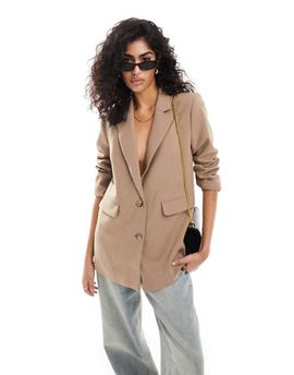 Selected Selected relaxed fit blazer in beige-Neutral