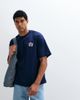 Selected Selected relaxed fit T-shirt with pink abstract vase backprint in navy - 2