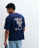 Selected Selected relaxed fit T-shirt with pink abstract vase backprint in navy - 3