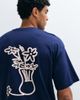 Selected Selected relaxed fit T-shirt with pink abstract vase backprint in navy - 4