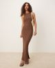 Selected Selected ribbed long dress in brown - 1