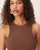 Selected Selected ribbed long dress in brown - 2