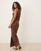 Selected Selected ribbed long dress in brown - 4