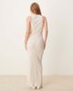 Selected Selected ribbed long dress in light beige-Neutral - 3