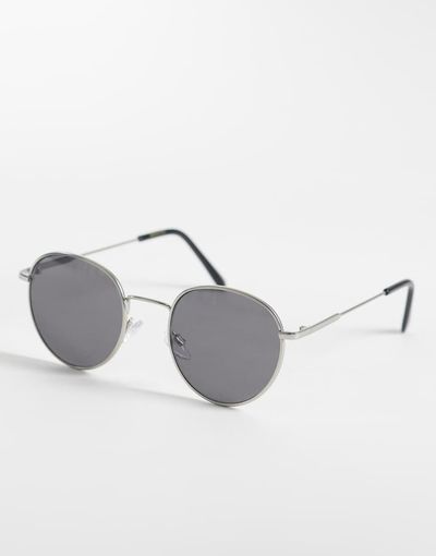 Selected Selected round sunglasses in silver tone with black lenses