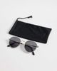 Selected Selected round sunglasses in silver tone with black lenses - 3