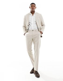 Selected Selected slim fit suit pants in beige-Neutral
