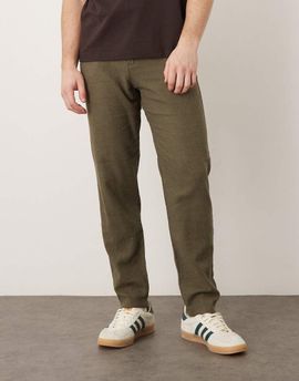 Selected Selected slim tapered linen blend pants in green