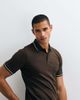Selected Selected tipped collar short sleeve polo shirt in brown - 2