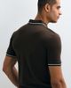 Selected Selected tipped collar short sleeve polo shirt in brown - 4