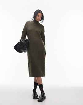 Selected Selected turtle neck knit dress in green