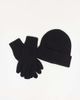 Selected Selected wool blend gift set with beanie and gloves in black - 1