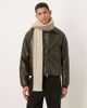 Selected Selected wool blend scarf with stripes in cream and brown-Multi - 1