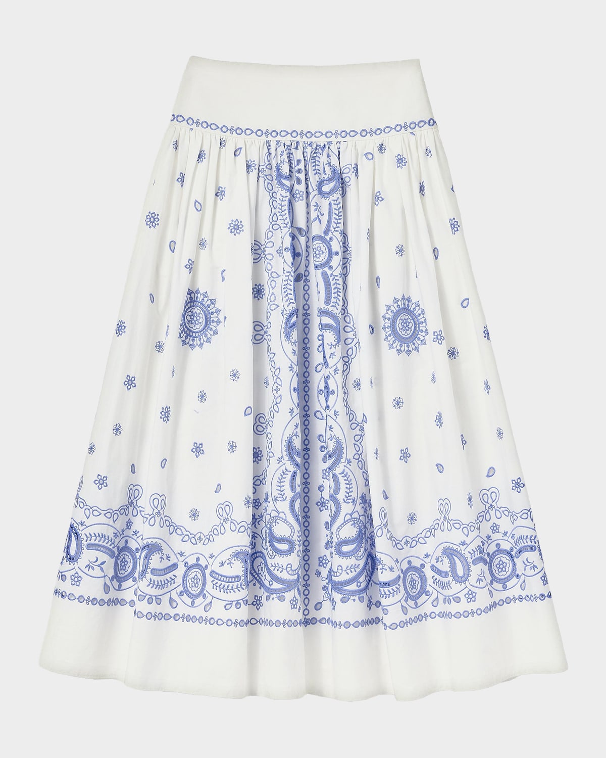 Self-Portrait Bandana Embroidered Midi Skirt
